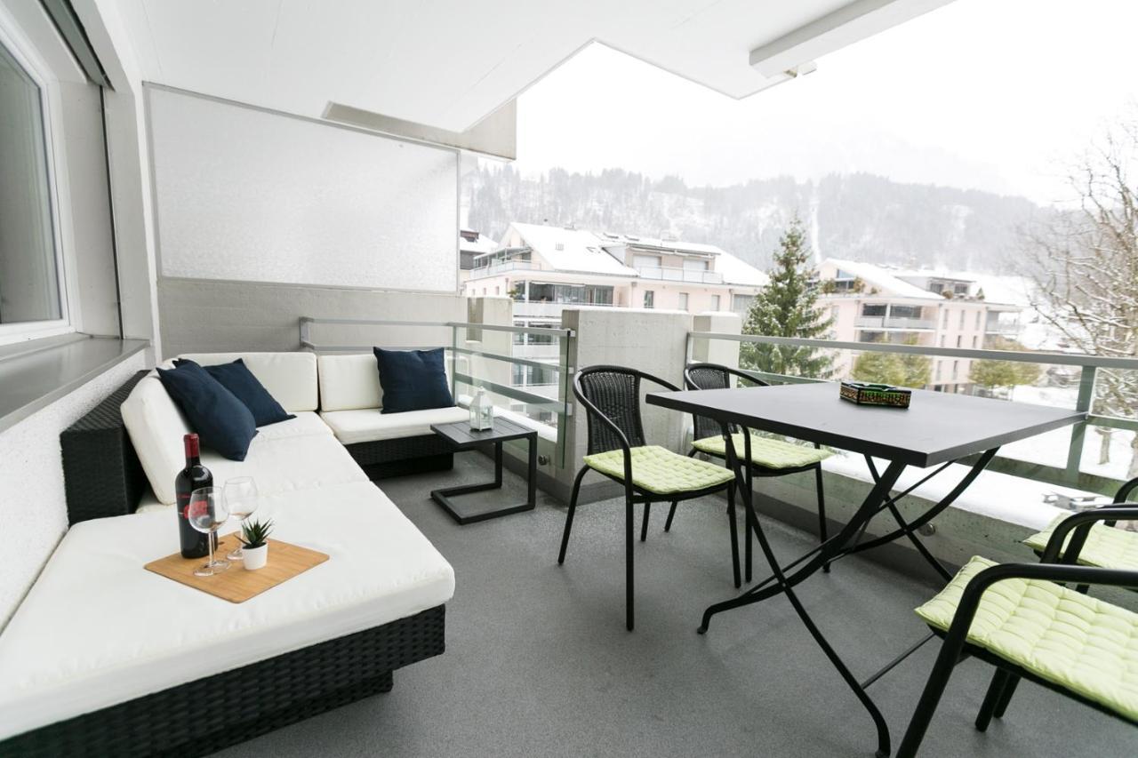 Spirit Apartments - Balkon - Bergsicht - Parkplatz Engelberg Eksteriør billede